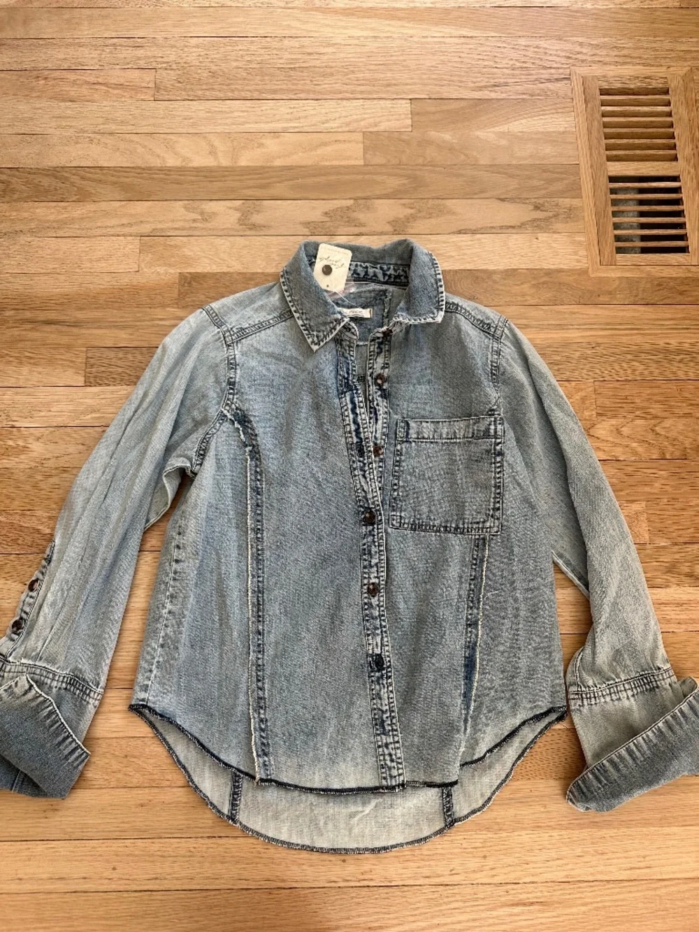Free people denim button up shirt